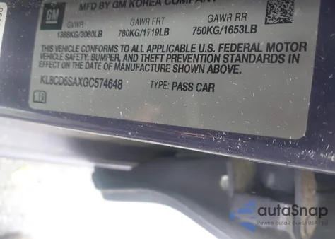 2016 Chevrolet Spark 1Lt Cvt from USA, damaged, VIN KL8CD6SAXGC574648